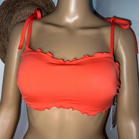 Shade & Shore, NWT, 34B scalloped hem roughed sides, halter top tie buckle close - Picture 1 of 11
